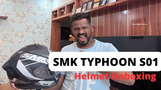 SMK Typhoon S01 Helmet Unboxing &amp; First Look | Pinlock Visor, Matt Black Grey | ₹5,250