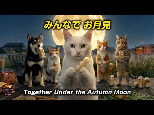 お月見猫さん11/25③ ねこせいかつ】みんなでお月見｜Together Under the Autumn Moon - YouTube