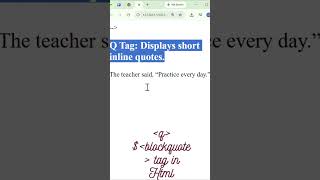 Day 10:HTML q Tag vs blockquote Tag Explained | Easiest HTML Tutorial #shorts #coding #html5 #python