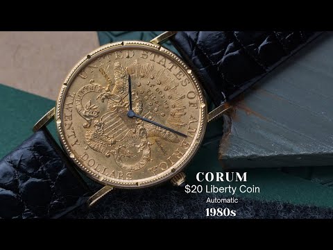 Corum $20 Dollar Liberty 1904 Coin 18k Gold Automatic 1980s