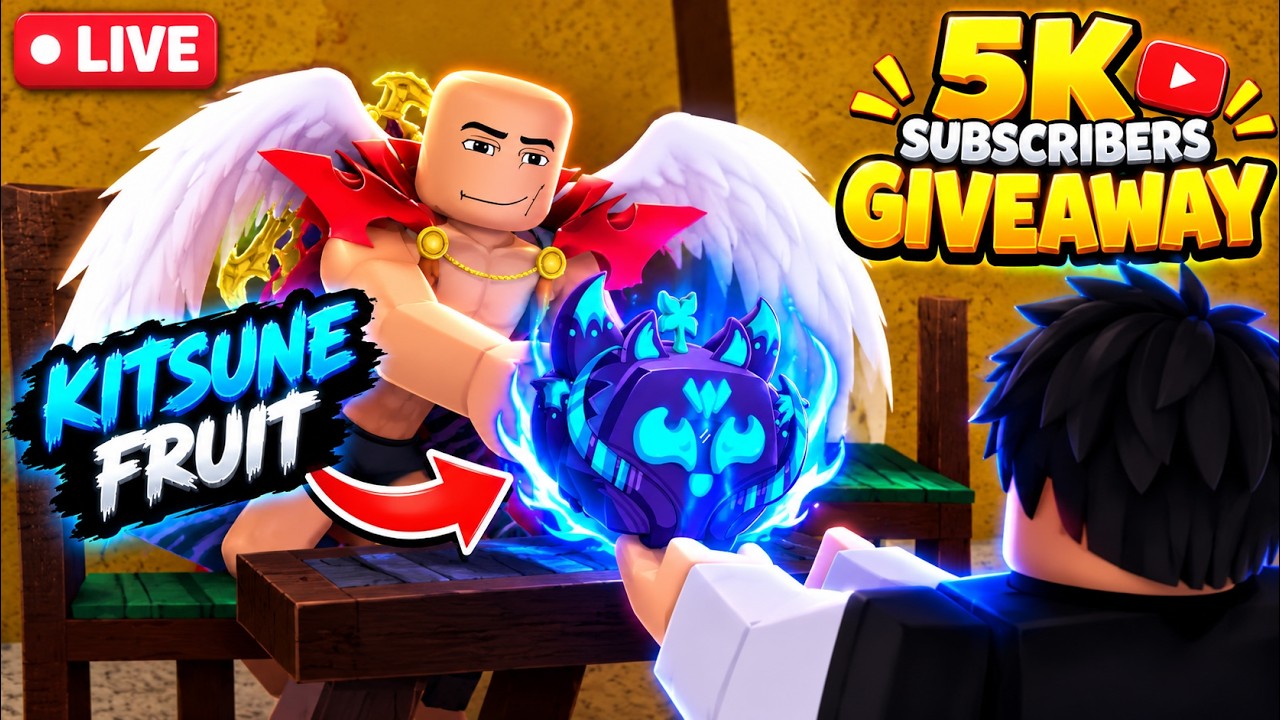 KITSUNE GIVEAWAY BLOXFRUITS !🥳 5000 SUBS SPECIAL LIVE 🔴 - YouTube