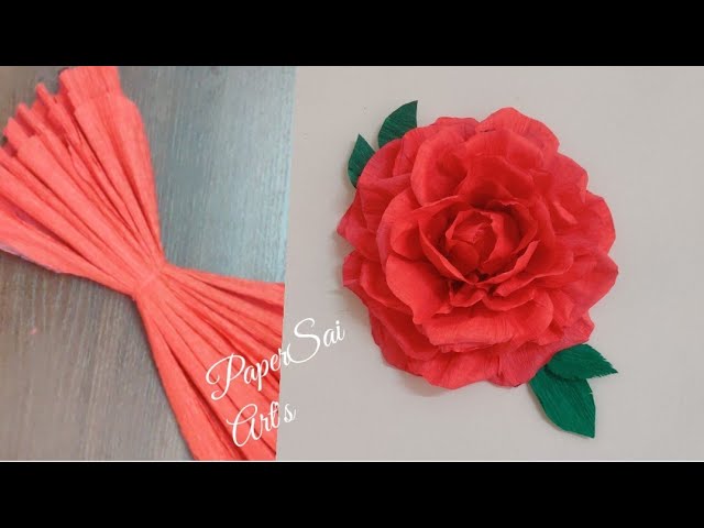 Giant Crepe paper Rose flower for room decor,Flores de papel crêpe,Handmade  flower@PaperSai Art's 