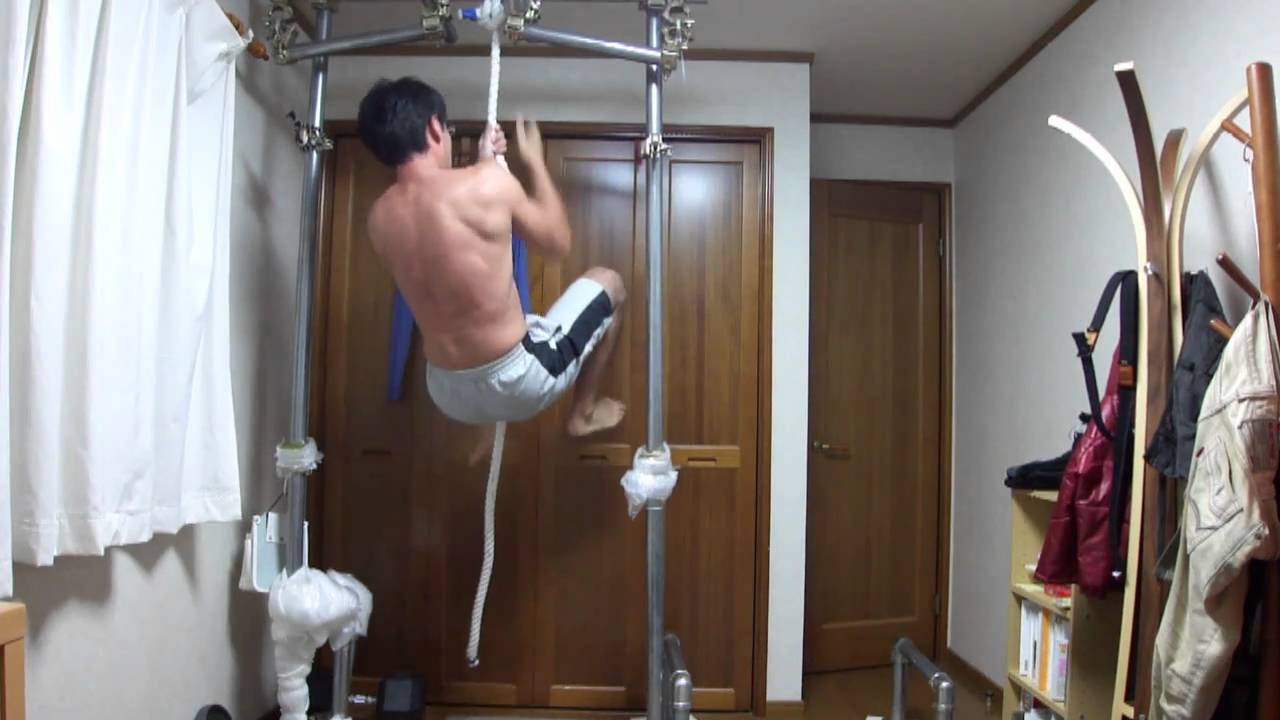 筋トレ ロープ登りと倒立ショルダープレス Rope Climb Youtube
