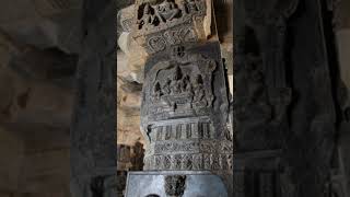 Uncover the breathtaking beauty of the Hazara Rama Temple : heavily carved stone pillar