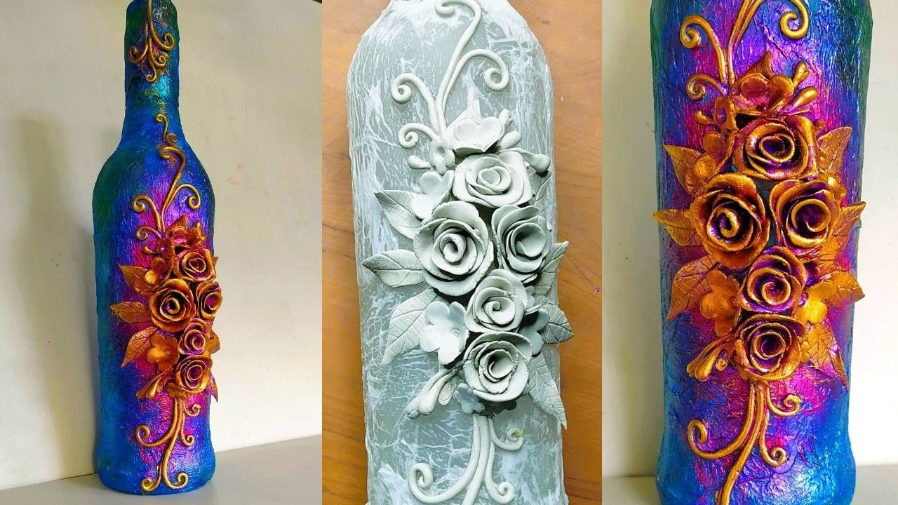 Antique Bottle Art/ Glass Bottle Decorations - YouTube