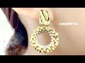 【ビーズステッチ】リース型ピアスの作り方＊How to make Wreath Earrings/MIYUKI seed beads/ピカソコーティングビーズ/サークルピアス/ラウンドピアス