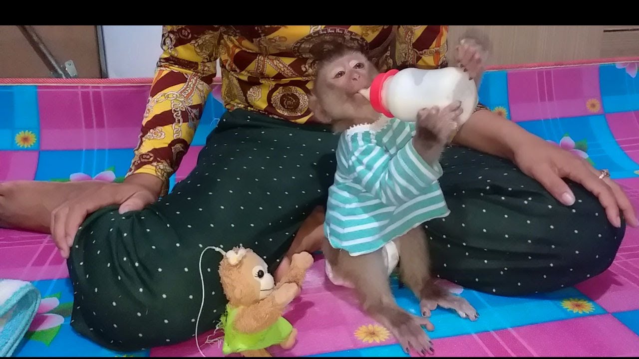 Ella really happy in the morning when got milk for breakfast after bathed