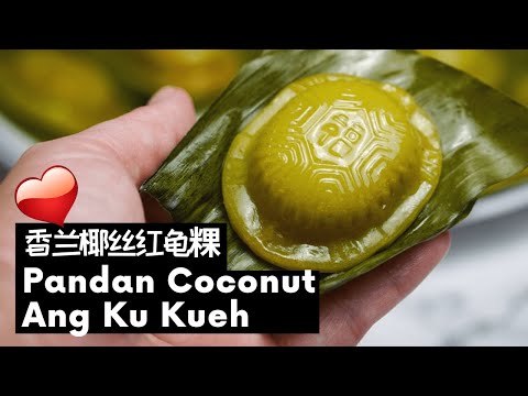 Pandan Coconut Ang Ku Kueh | Red Tortoise Cake | 香兰椰丝红龟粿