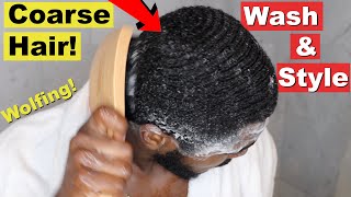 360 Waves Wash & Style Method: Coarse Hair Wolfing Results! 🌊