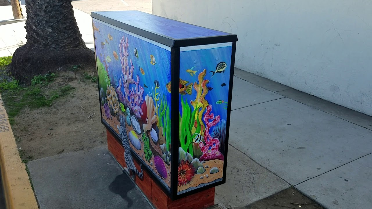 Huntington Beach California Art on an Electrical Box Aquarium 1 YouTube