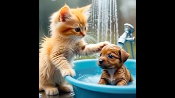 MÈO CON tìm thấy một chú CÚN CON bị lạc và giúp đoàn tụ với#shorts#poorkittenlivesaloneinthedump