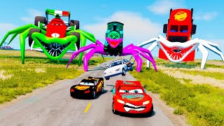Live Epic Lightning McQueen Showdown with the Eater Spider Car Monsters! | Insane Escapes & Crashes