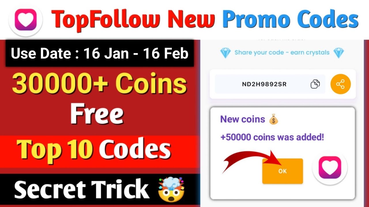 Top follow app unlimited coins 2026 😱 | top follow promo code today ...