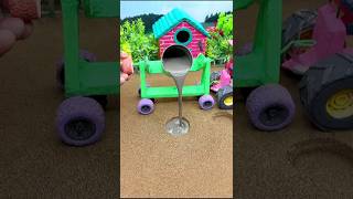 😱 real working mini tractor marking cement pillar amazing DIY construction machine 🚜#short