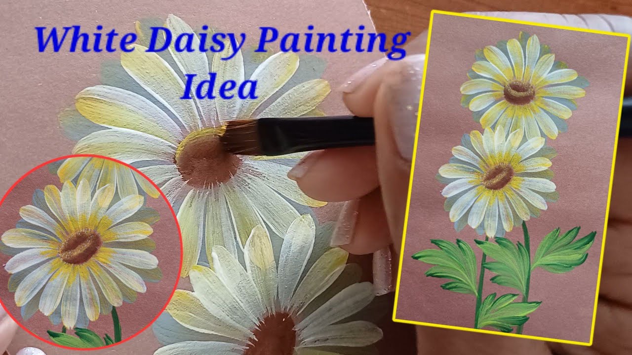 How to Paint White Daisy # Easy Daisy Painting Ideas - YouTube