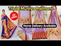 Pure paithani  tripple muniya paithani best bridal paithani sarees paithani puresilk bride