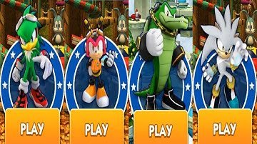 Sonic Dash Gameplay - Charmy Vs Sonic Jet Vs Silver Vs Vector