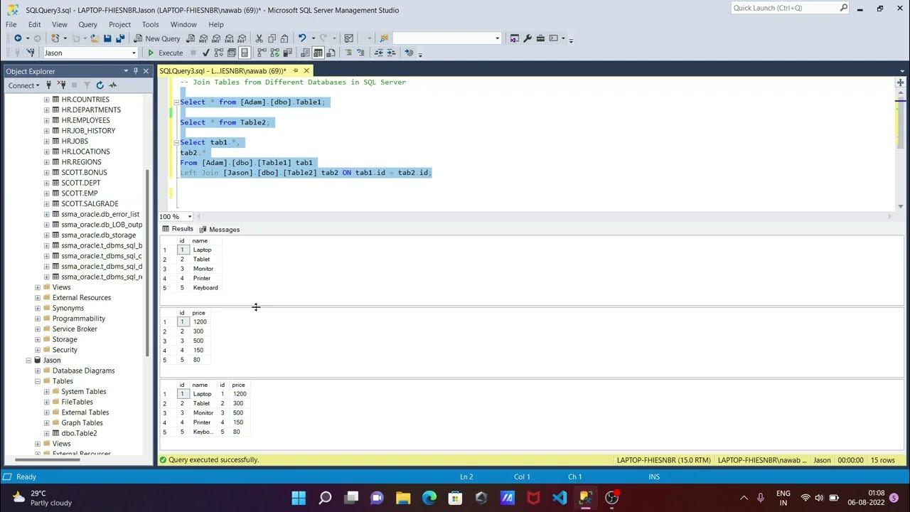Join Tables from Different Databases in SQL Server - YouTube