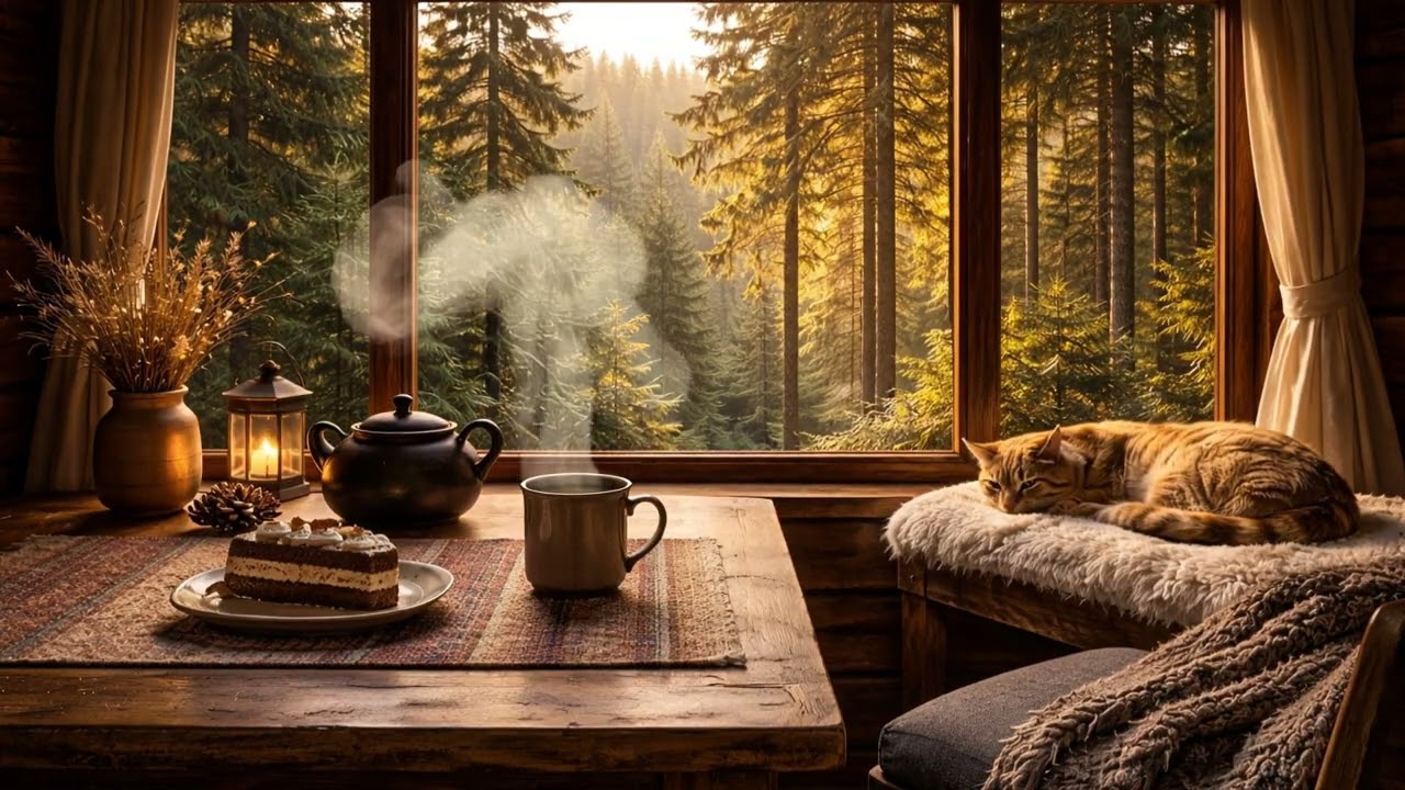 🎶🐈 Relaxing Music at the Black Forest Cat Café | Golden Forest Calm (1 Hour)