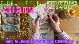 SIDE HUSTLE CASH STUFFING | £1400 | 6K SUBS WINNER | ETSY & YOUTUBE EARNINGS | UK CASH STUFFING