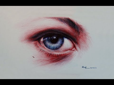 Video Drawing with a ballpoint pen(tricolored)