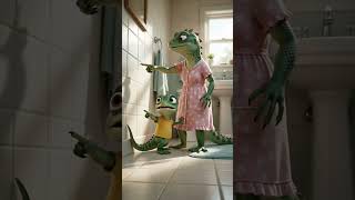 The Lizard Saw a Human Climbing the Wall… Mom Grabbed Her Shoe! 😱🦎