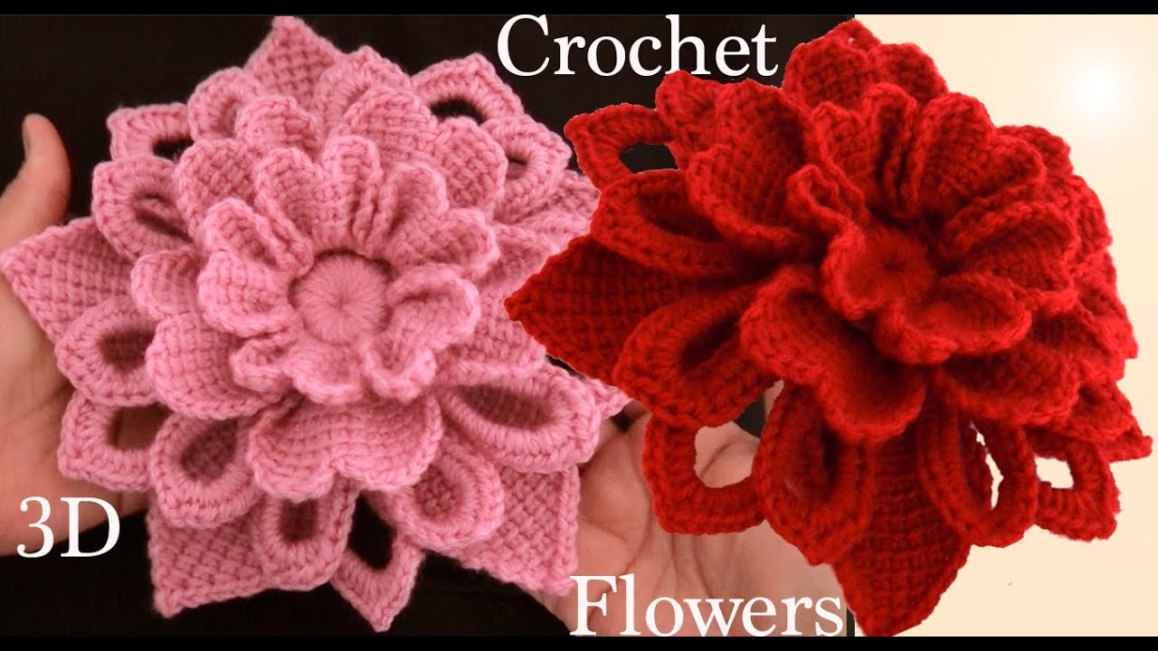 Como hacer flores en 3D a Crochet Irlandés tejidas en punto tunecino tejido  tallermanualperu - YouTube