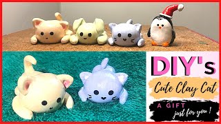 How to make Neko Atsume Simple Snowball | Diys cute clay cats | Snowball│Polymer Clay Tutorial