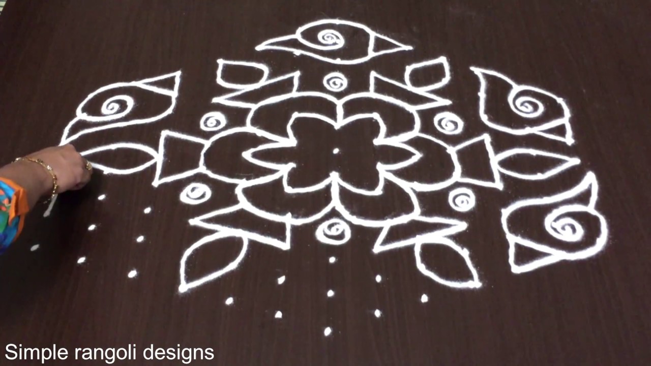 Shankh Kolams Design 13 7 Dots Shankh | Big Muggu Rangoli Kaise ...