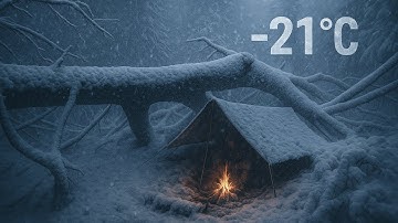Extreme Winter Survival in Heavy Snow | Under a Fallen Tree at -21°C – Catch & Cook