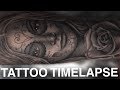 Tattoo timelapse  day of the dead and rose portrait  real time  chrissy lee