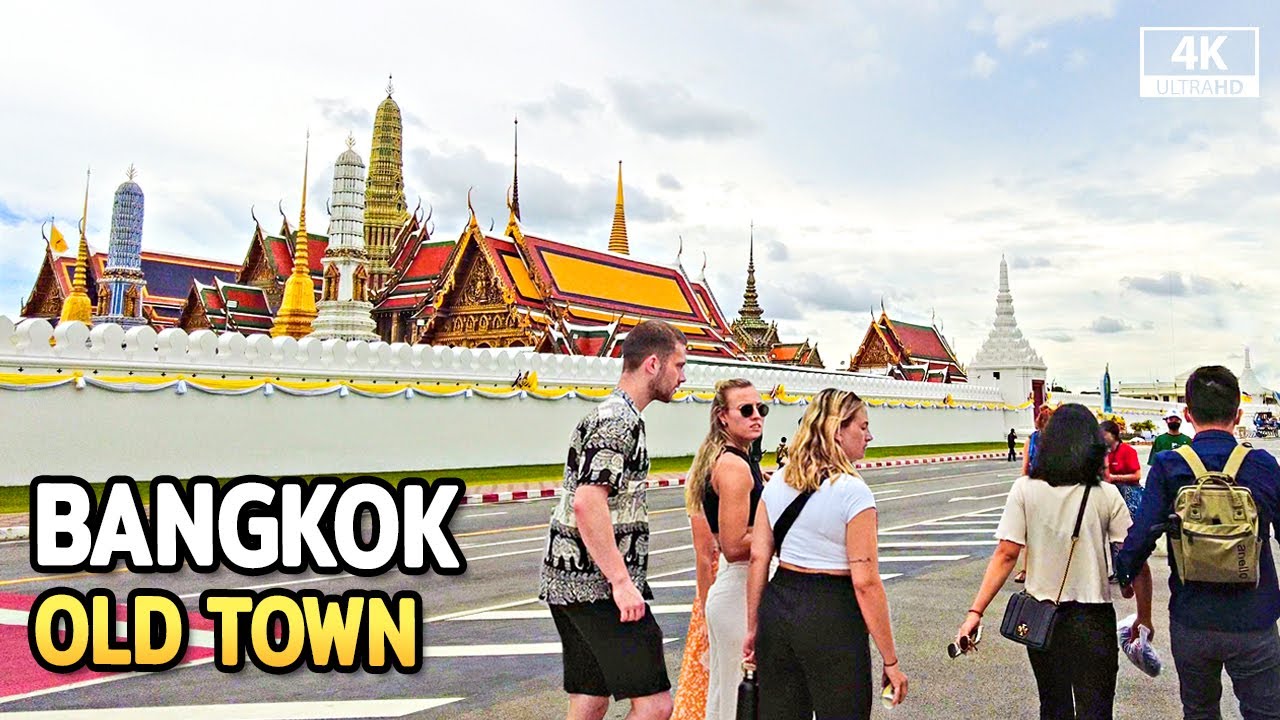 Bangkok Old Town and Temples around the Grand Palace Walking Tour 2022 [4K]