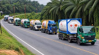 ISO Tank Truck Convoy: Poor Blue ISO Tank Conquered by an Extreme Incline #truck