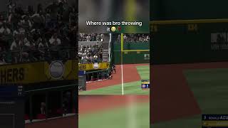 That’s not 3rd base 😭✌️ #fyp #baseball #mlbtheshow #funny #throw