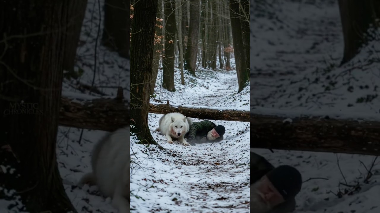 An Old Man Saves a Trapped Snow White Wolf Just In Time 