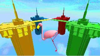 A 3D Flamingo Model Jumping And Spinning To 8Bit Music With A Jpeg Image Of Doomspire For 247.