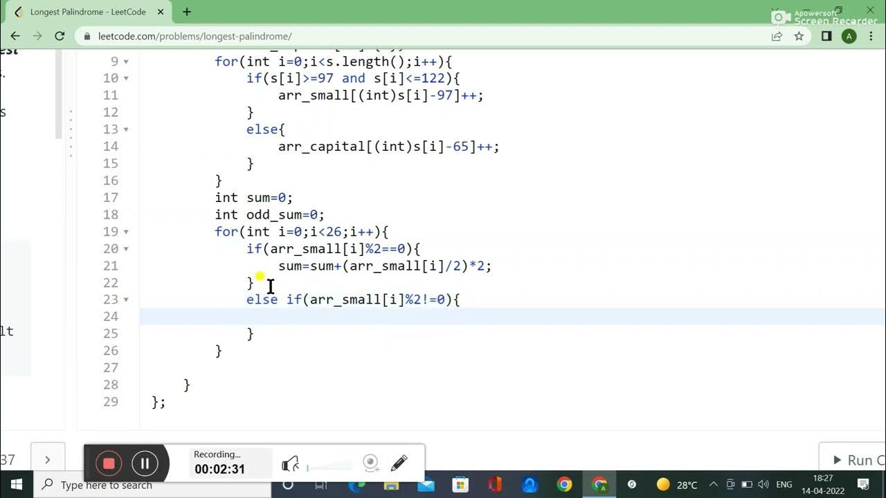 409. Longest Palindrome || LEETCODE SOLUTION || IN C++ || DATA ...