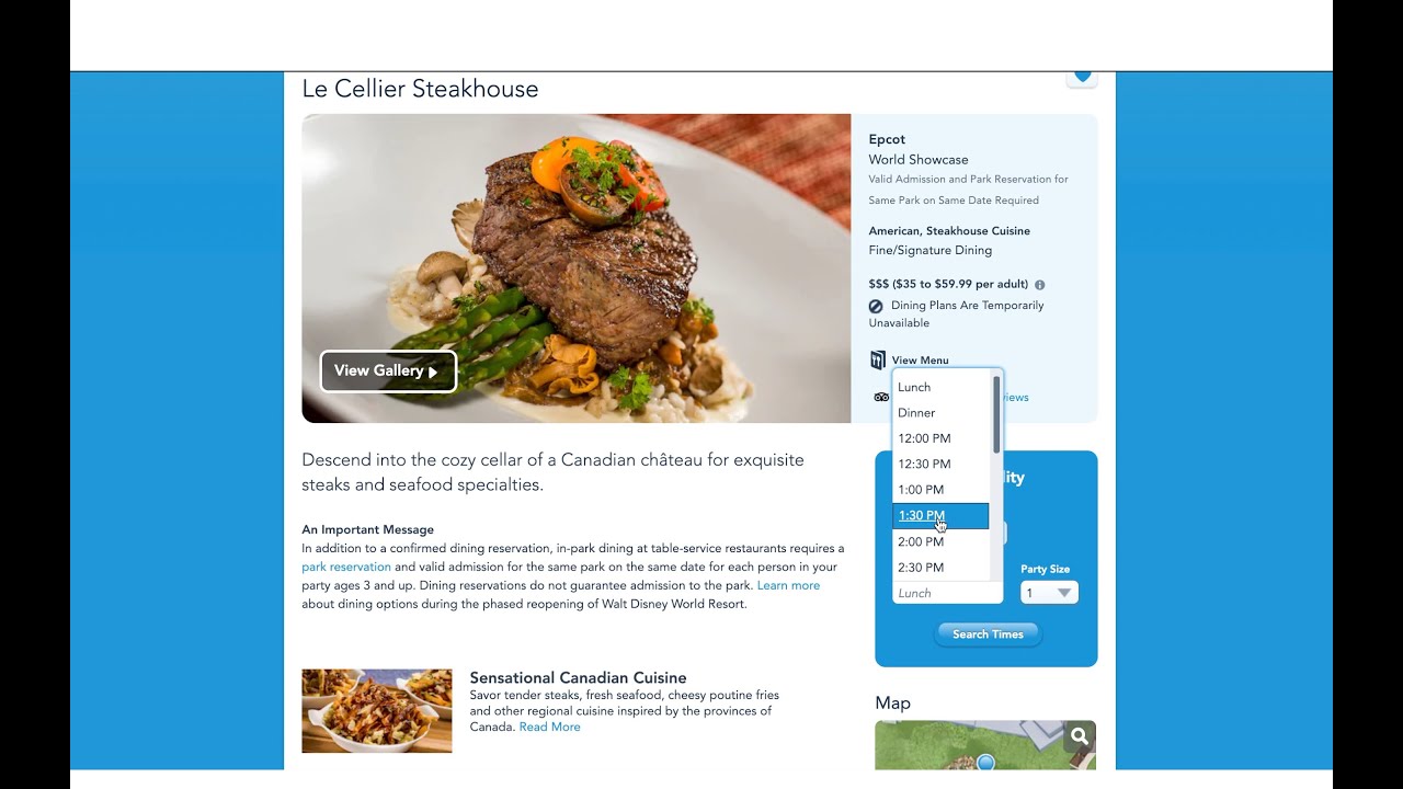 How to make Advance Dining Reservations at Disney World using My Disney