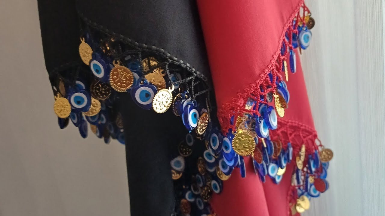 Nazar boncuk ve altın pullu tıgoyası 