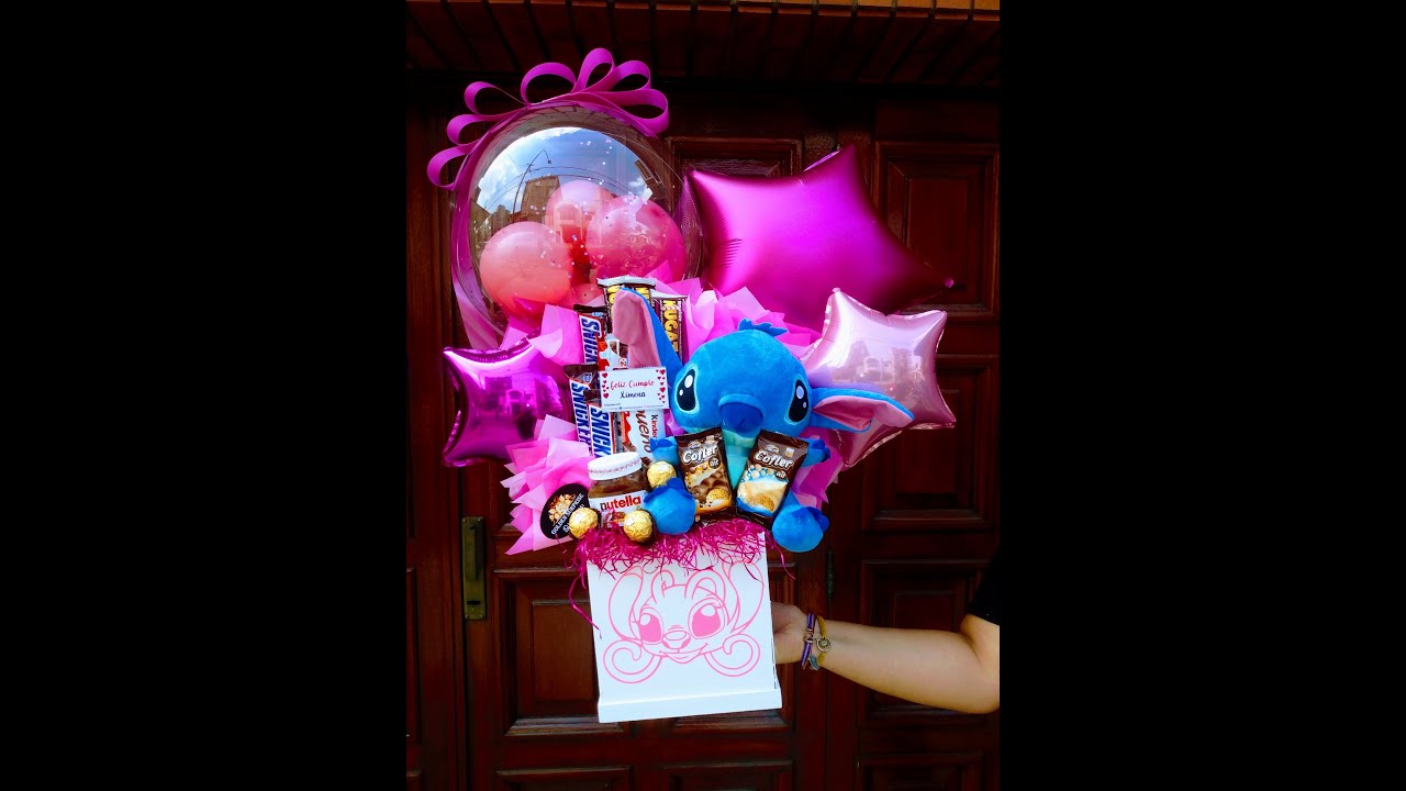 HERMOSA ANCHETA PARA CUMPLEAÑOS *LILO & STICH *Arreglo con globos fiesta  Stich 