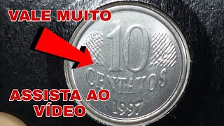 Olhem as moedas recebidas de troco. Moeda rara de 10 Centavos ano 1997 (R.I.). Valor atualizado.