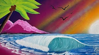 Step by step tutorial!! spray paint beach waves