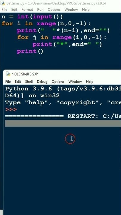 REVERSE RIGHT ANGLE TRIANGLE-2 | PATTERN PRINTING | IN PYTHON | STAR ...