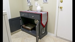 DIY Upcycling Project Turning a Hutch into a Kitty Litter Box