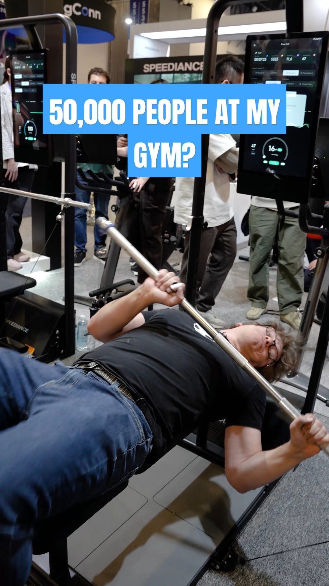 ?️‍♂️ Nobody spotting me...just the guy judging my form at #CES #speediance #Gymmonster2 #velonix