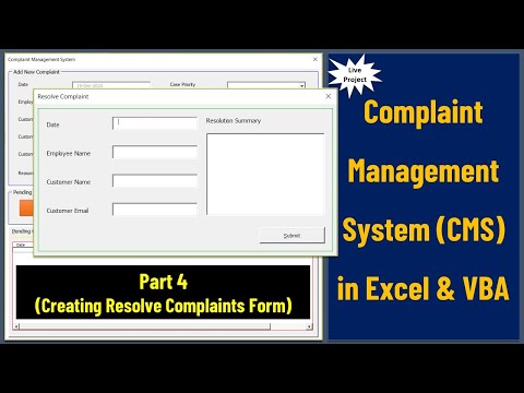 Complaint Management System in Excel and VBA  - Part 4 (Creating Resolve Complaint UserForm)