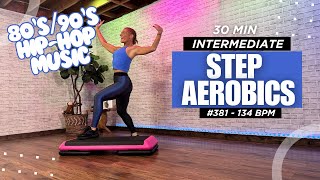 30 Min - 80's - 90's STEP CARDIO Aerobics Workout - Intermediate Step 134 BPM #381