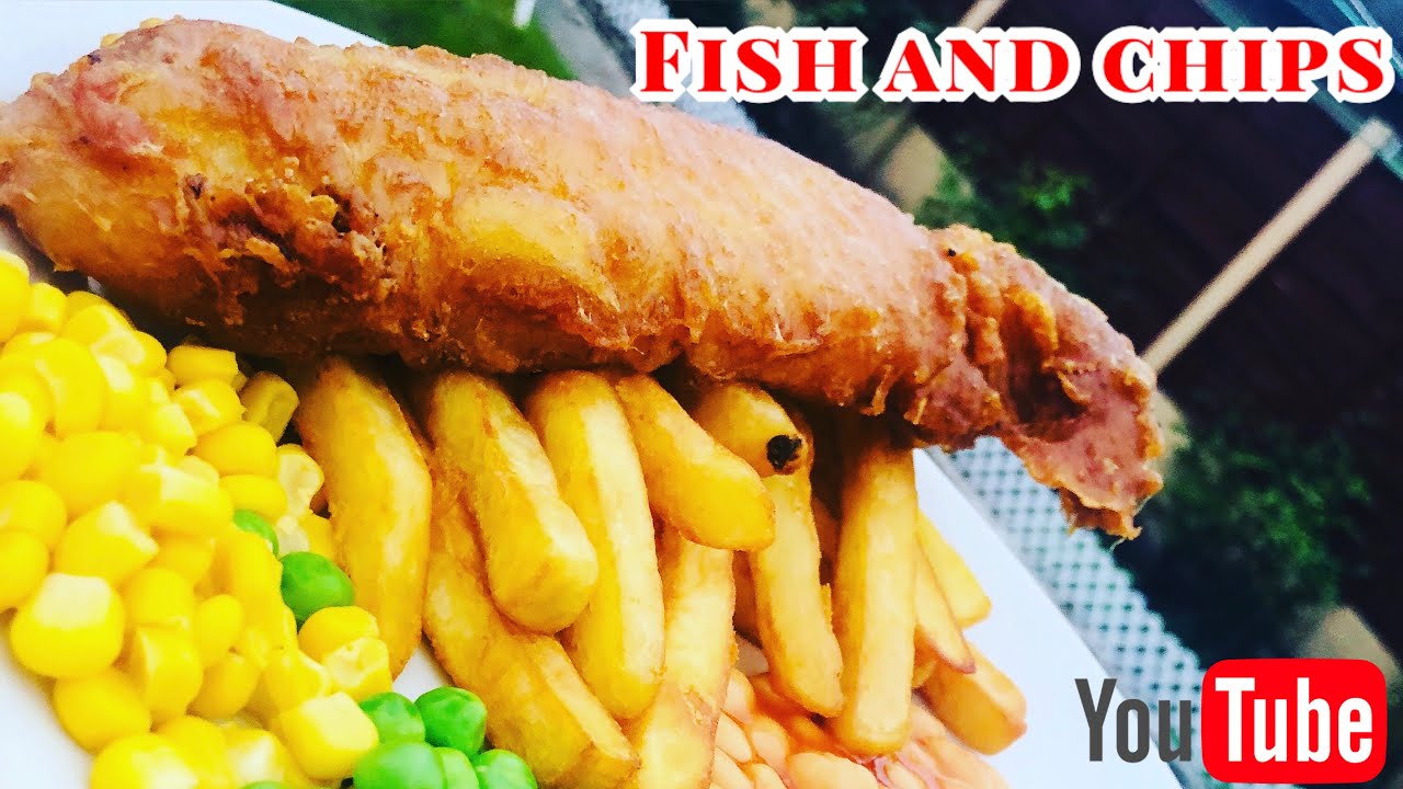 Homemade traditional fish and chips crispy and delicious food by