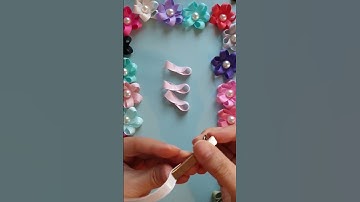 64.How to make a ribbon flower hair clip