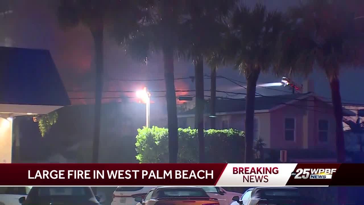 Crews battle large fire at warehouse in downtown West Palm Beach - YouTube